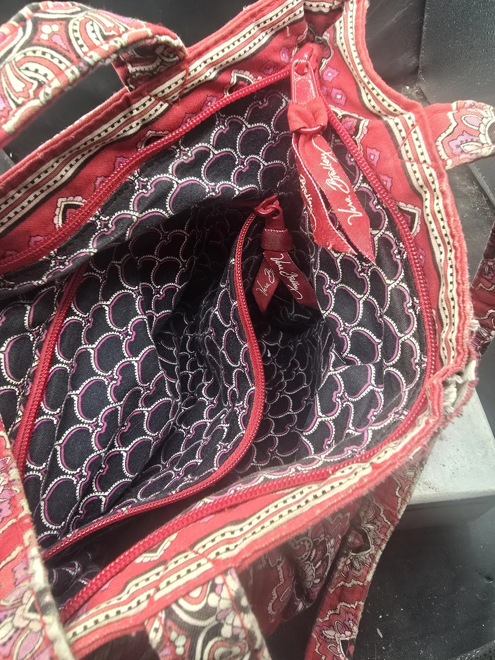 Quilted Floral Tote Bag in Red